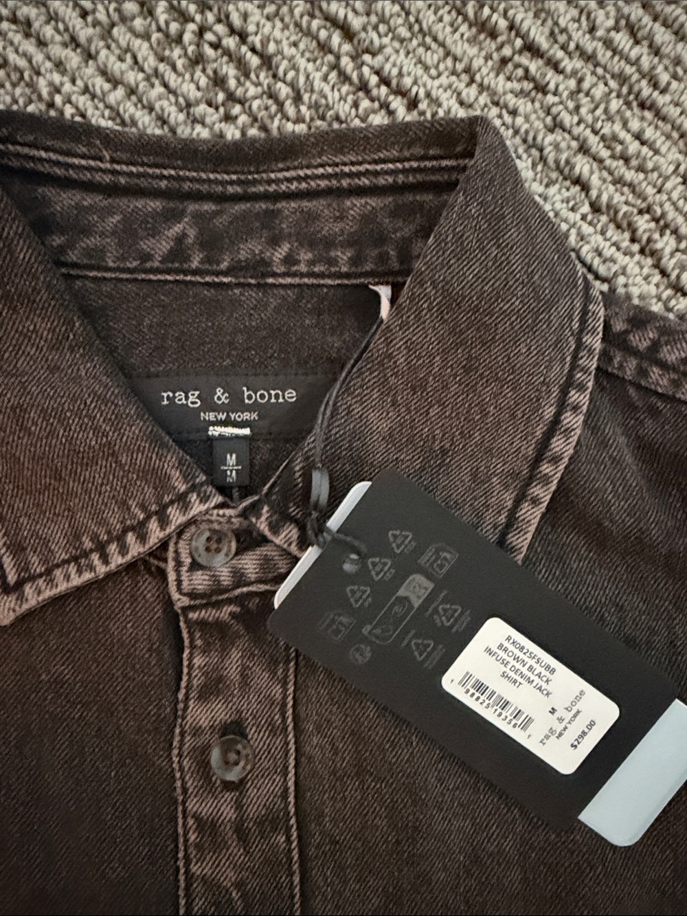 rag & bone Brown Black Infused Denim Shirt
